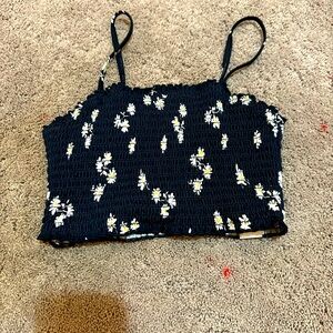 Kids black flower swim suit top for girls 11/12
